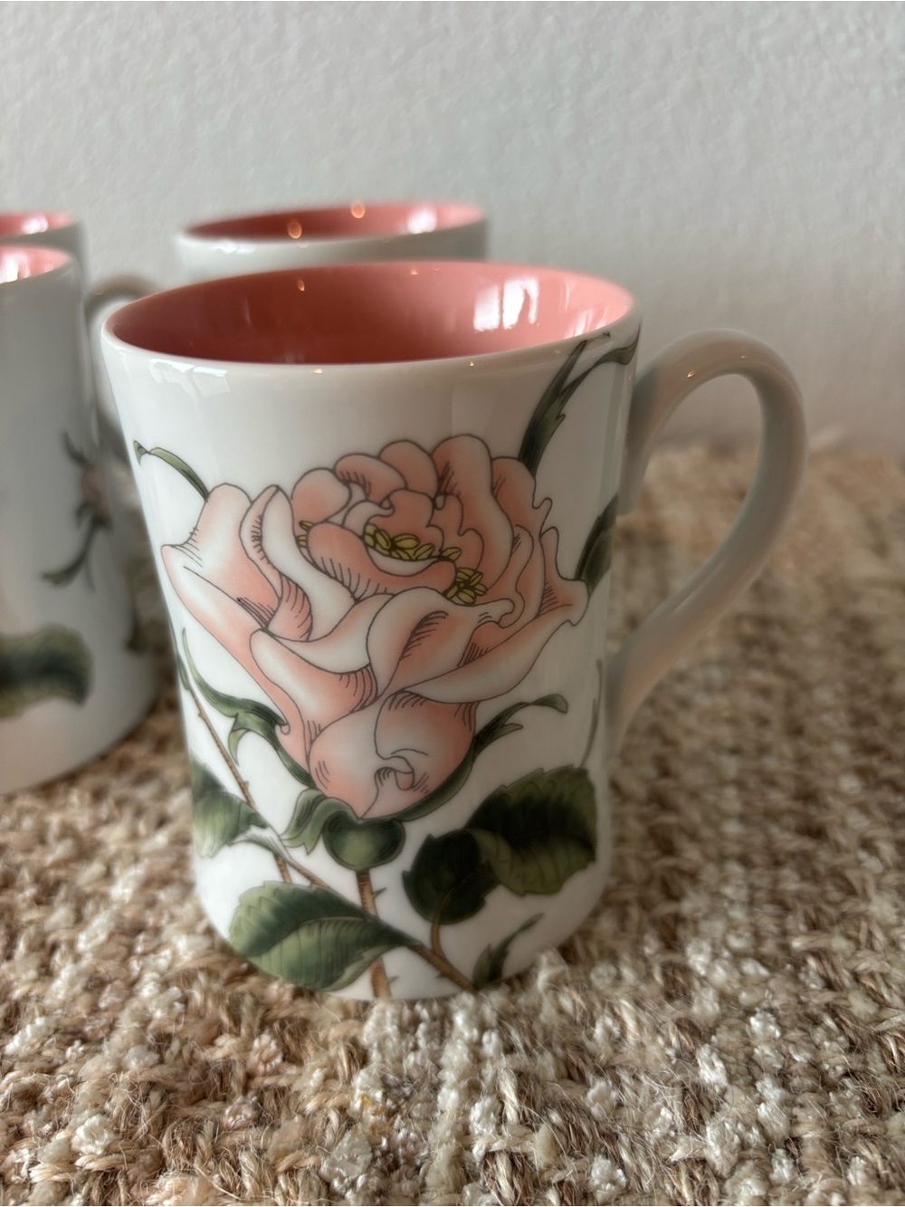 Fitz and Floyd “Summer Rose” Porcelain Mug Set of 4